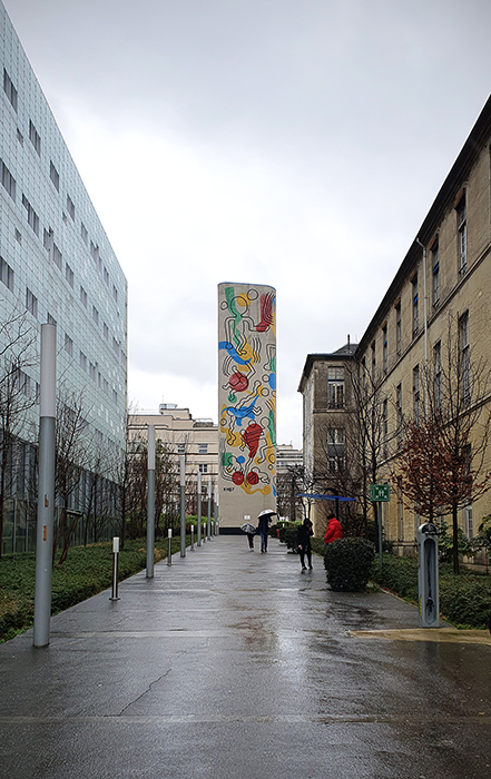 street art in paris: mural by Keith Haring hospital